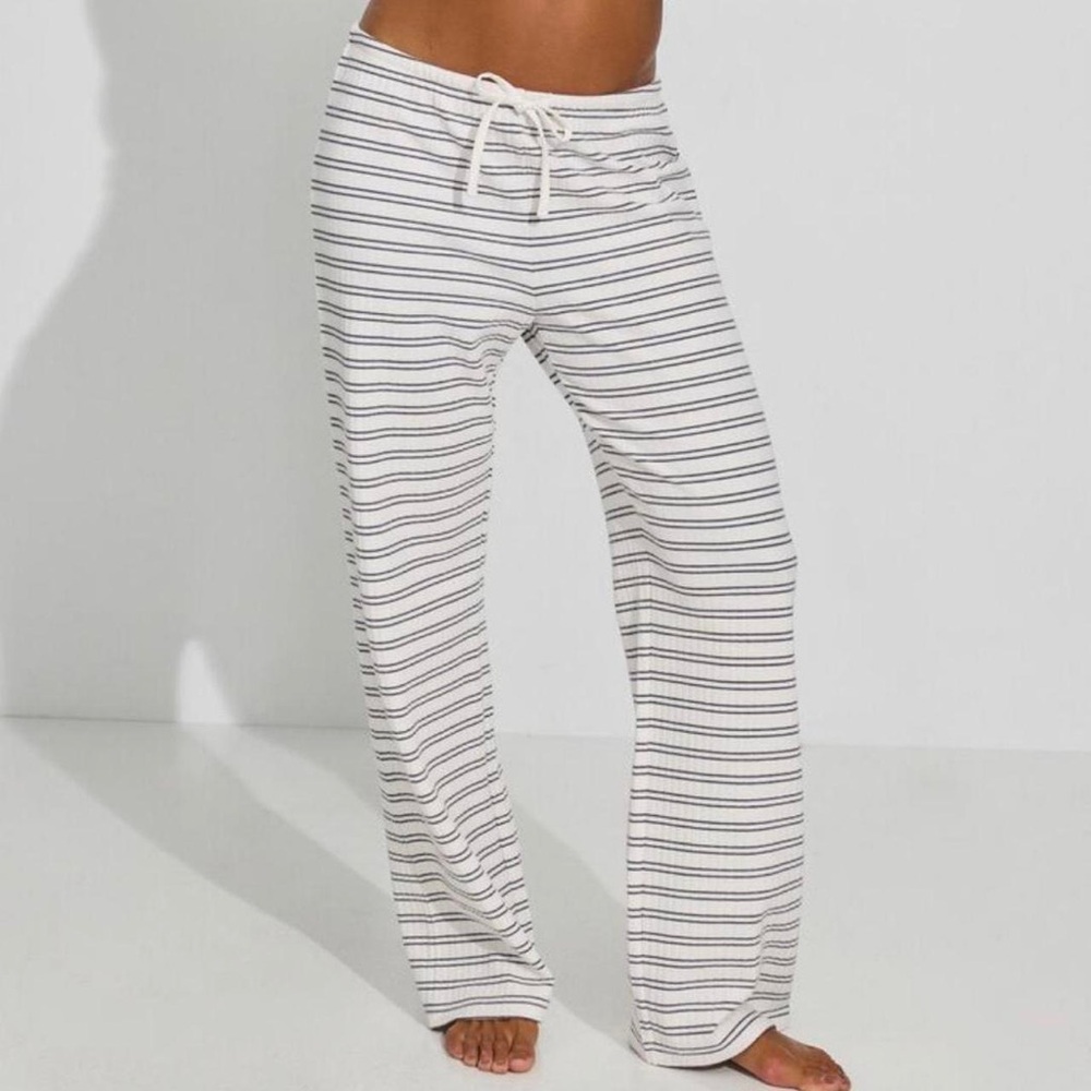 Garage White and Black Striped Wide Leg Pants
